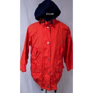 Vtg Brandon Thomas Sport Womens Small Orange Hooded Double Zip Snap Wind Jacket